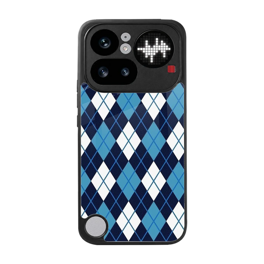 Argyle Blue back phone cover | glass case for nothing phone 4a pro
