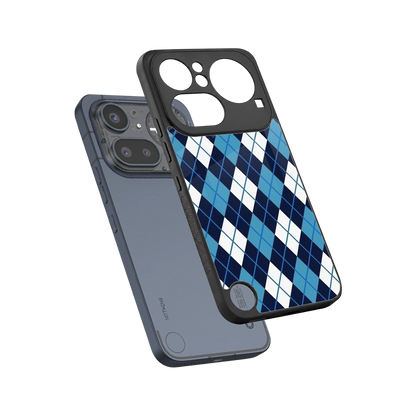 Argyle Blue sleek nothing phone 4a pro cover with tempered glass back and TPU edges