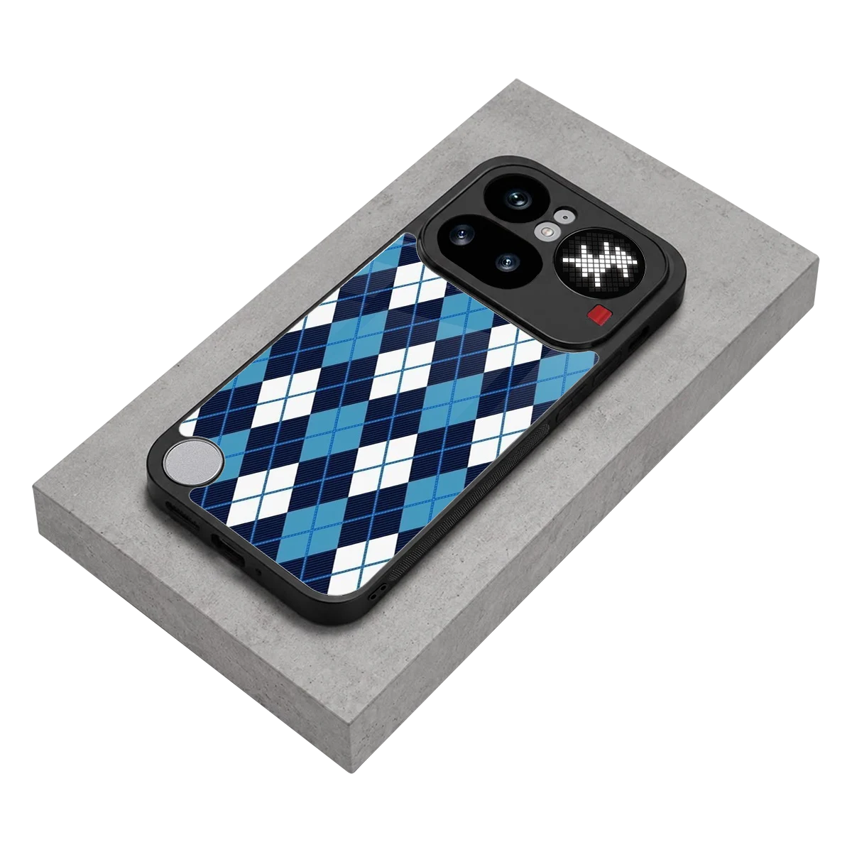 Argyle Blue stylish phone case for nothing phone 4a pro | glossy glass and slim fit