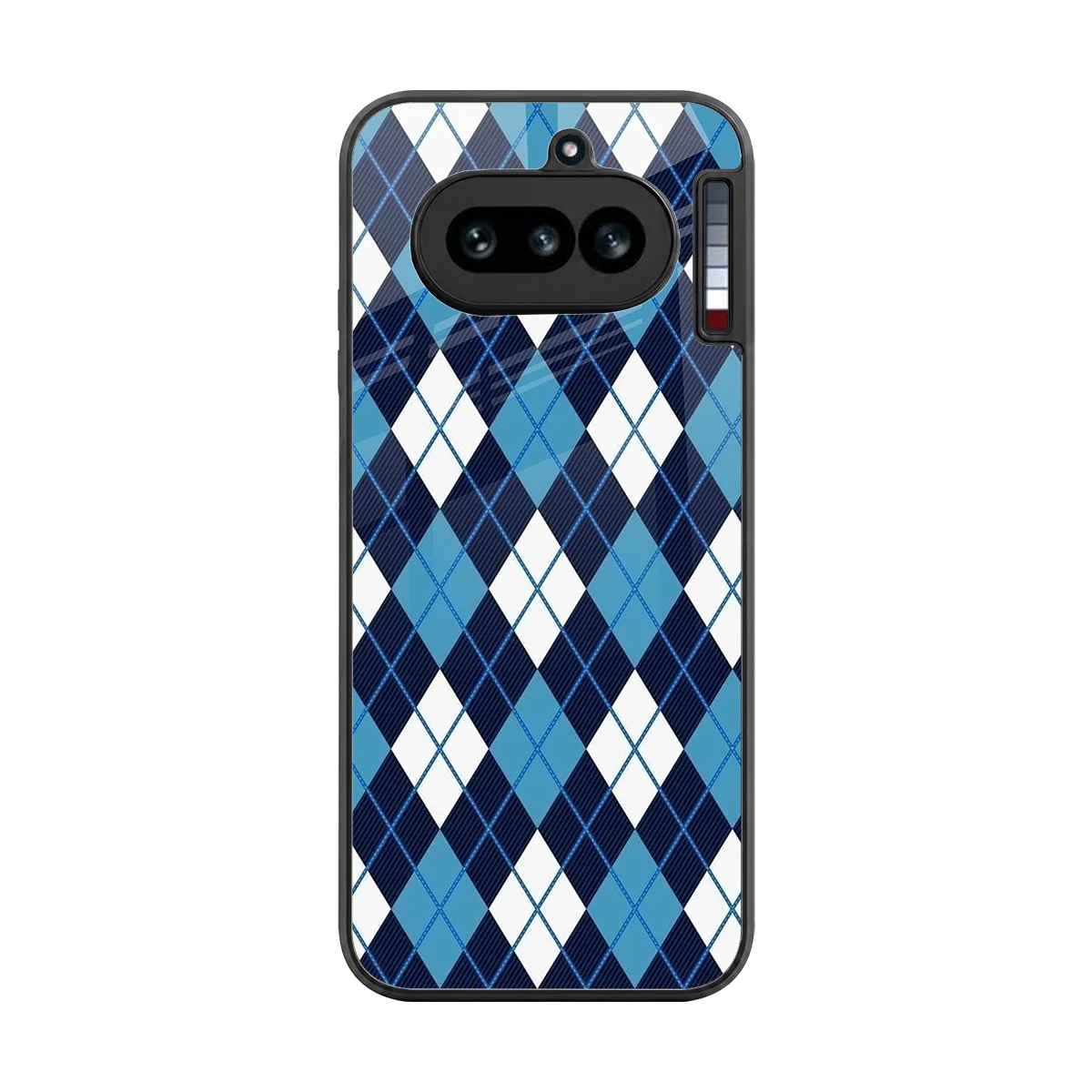 Argyle Blue back phone cover | glass case for nothing phone 4a