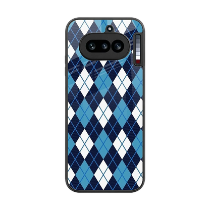 Argyle Blue back phone cover | glass case for nothing phone 4a