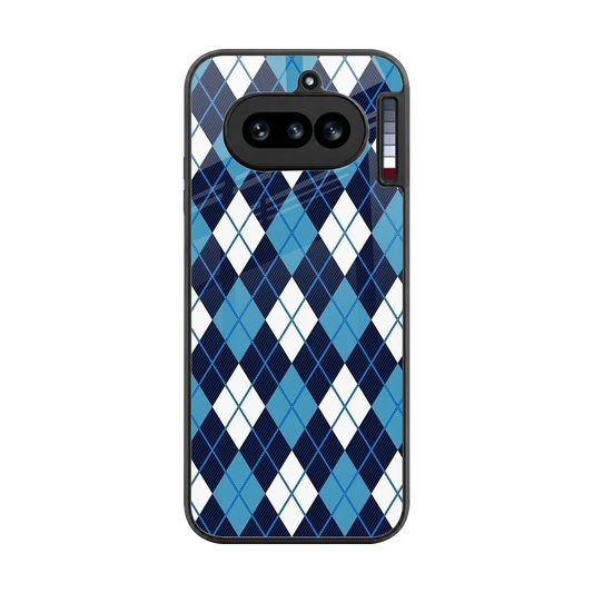 Argyle Blue back phone cover | glass case for nothing phone 4a