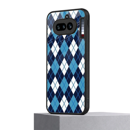 Argyle Blue nothing phone 4a mobile cover | shockproof glass phone case