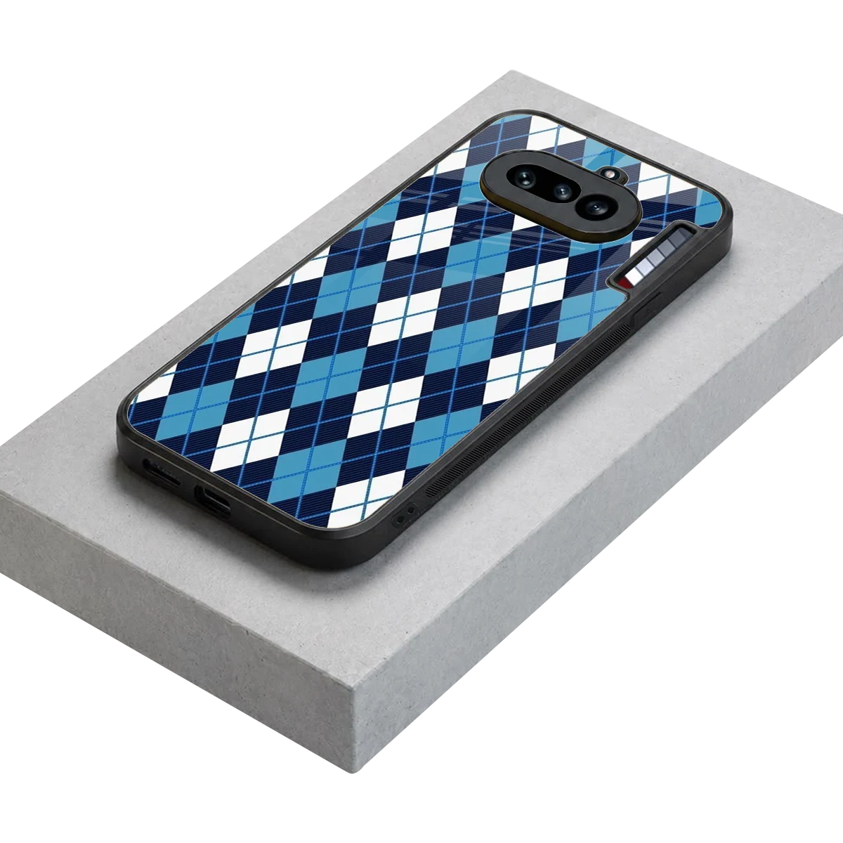 Argyle Blue stylish phone case for nothing phone 4a | glossy glass and slim fit