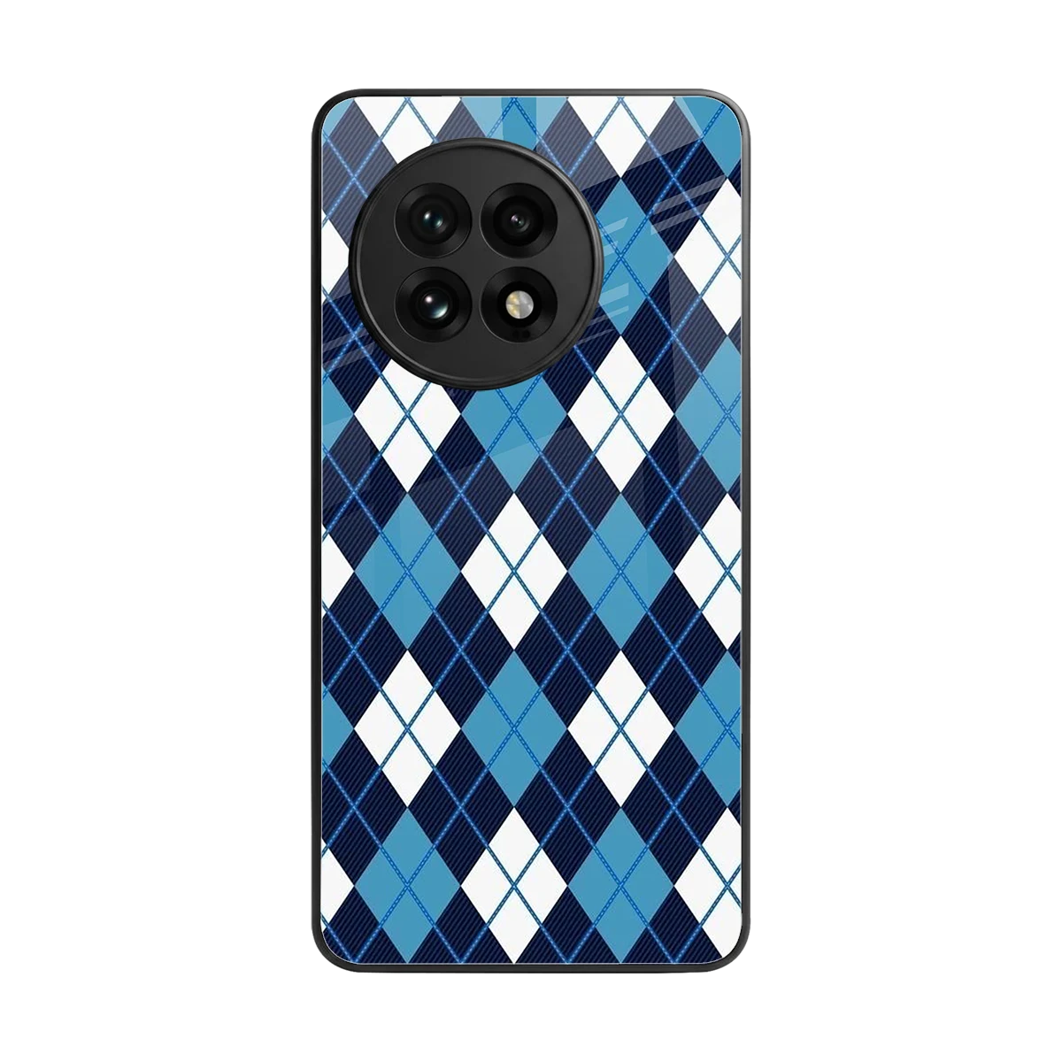 Argyle Blue back phone cover | glass case for oneplus 13r