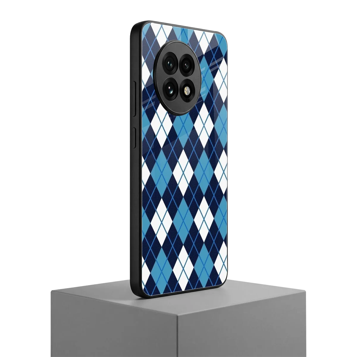 Argyle Blue oneplus 13r mobile cover | shockproof glass phone case