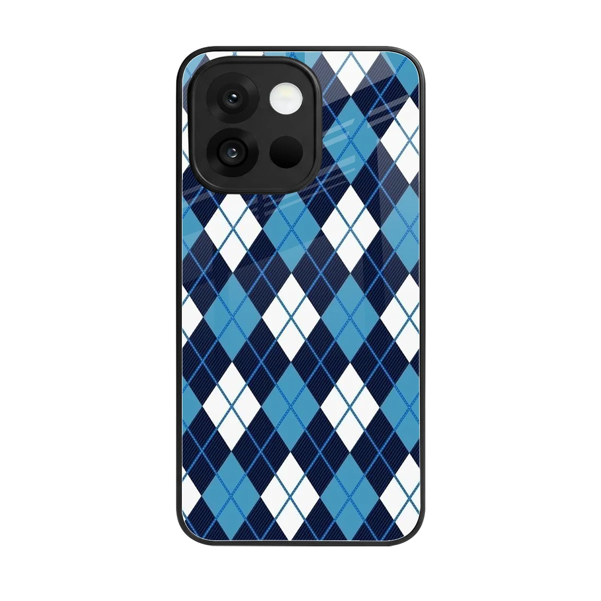 Argyle Blue back phone cover | glass case for oneplus 13s