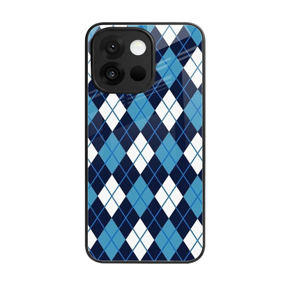 Argyle Blue back phone cover | glass case for oneplus 13s