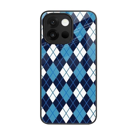 Argyle Blue back phone cover | glass case for oneplus 13s