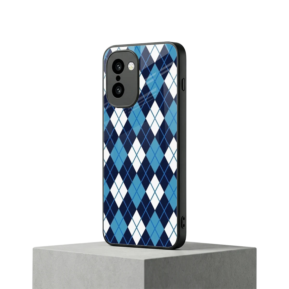 Argyle Blue oneplus 15r mobile cover | shockproof glass phone case