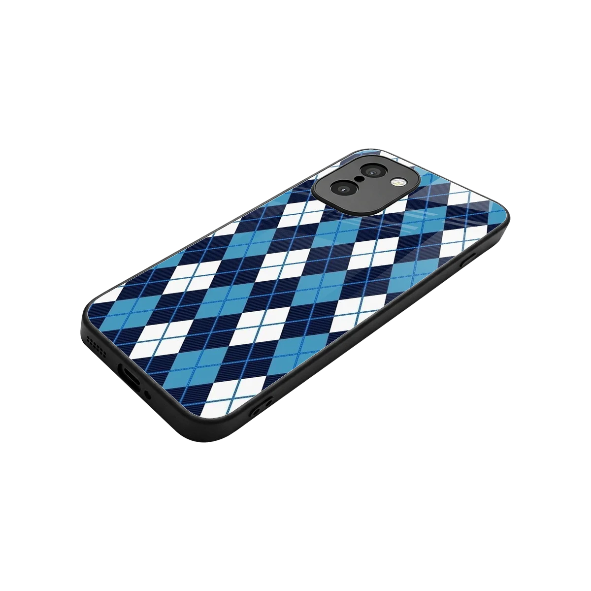 Argyle Blue stylish phone case for oneplus 15r | glossy glass and slim fit