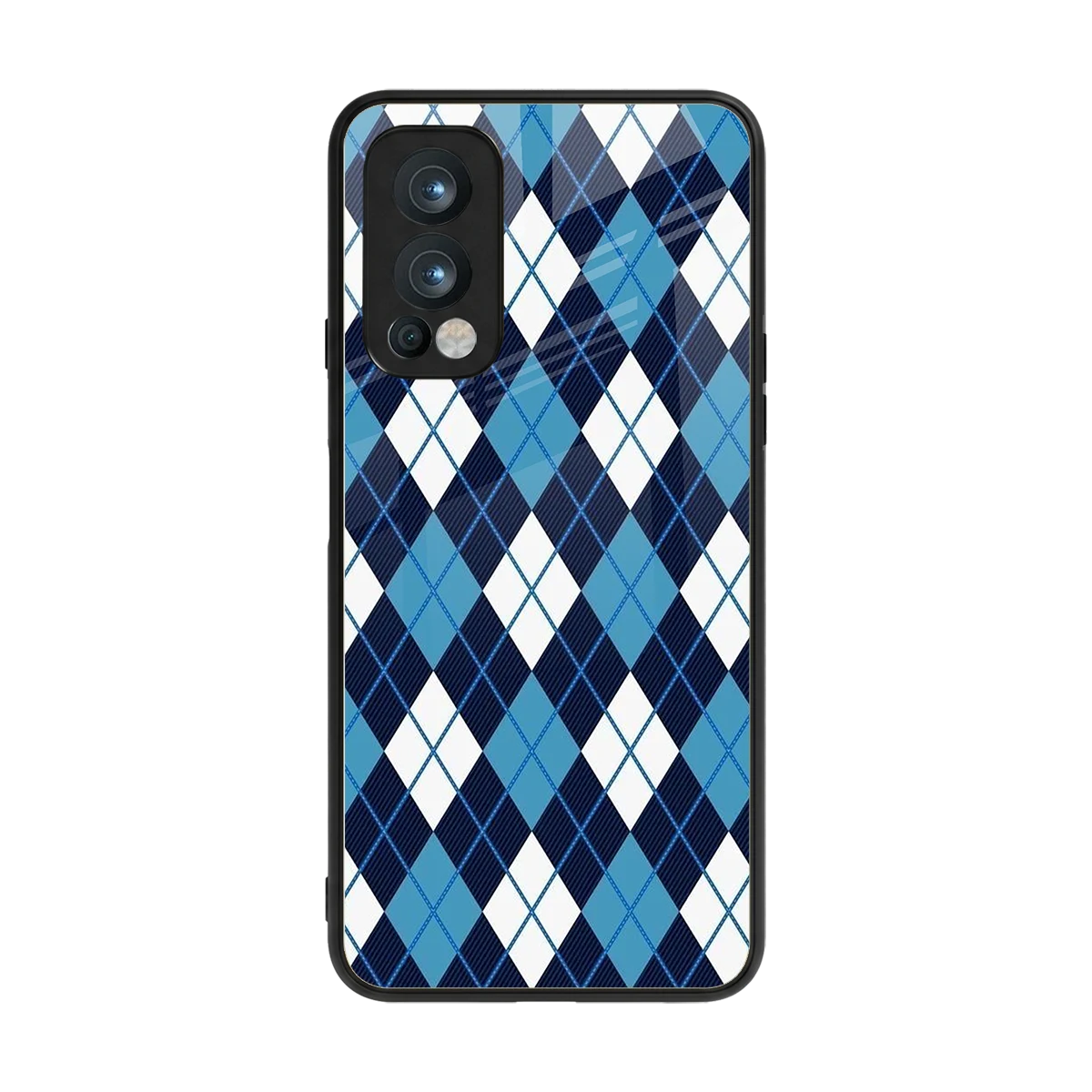 Argyle Blue back phone cover | glass case for oneplus nord 2