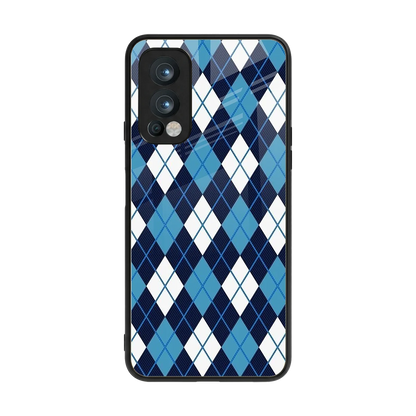 Argyle Blue back phone cover | glass case for oneplus nord 2
