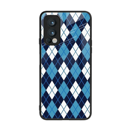 Argyle Blue back phone cover | glass case for oneplus nord 2