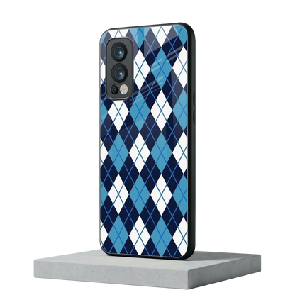 Argyle Blue oneplus nord 2 mobile cover | shockproof glass phone case