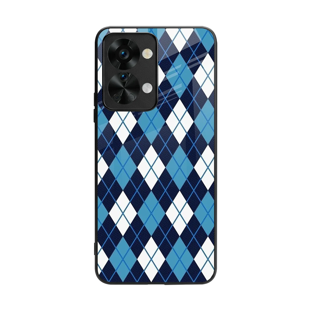 Argyle Blue back phone cover | glass case for oneplus nord 2t