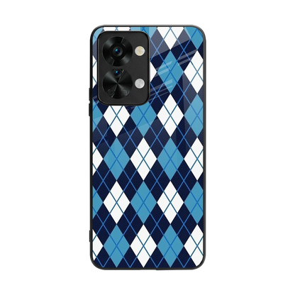 Argyle Blue back phone cover | glass case for oneplus nord 2t