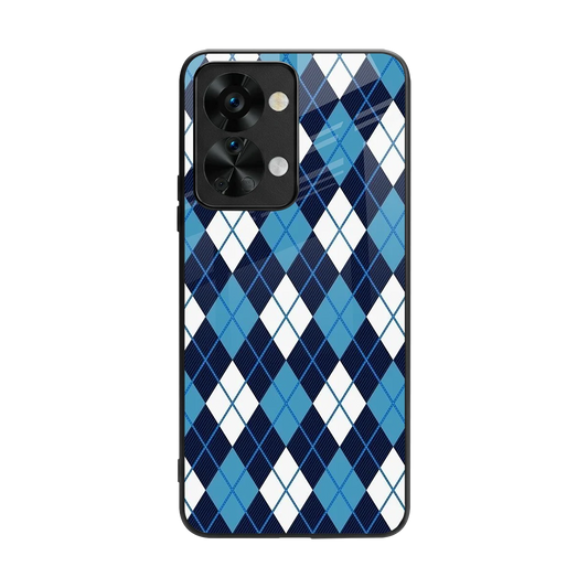 Argyle Blue back phone cover | glass case for oneplus nord 2t