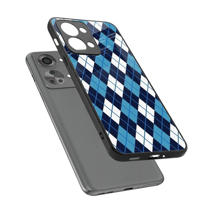 Argyle Blue sleek oneplus nord 2t cover with tempered glass back and TPU edges