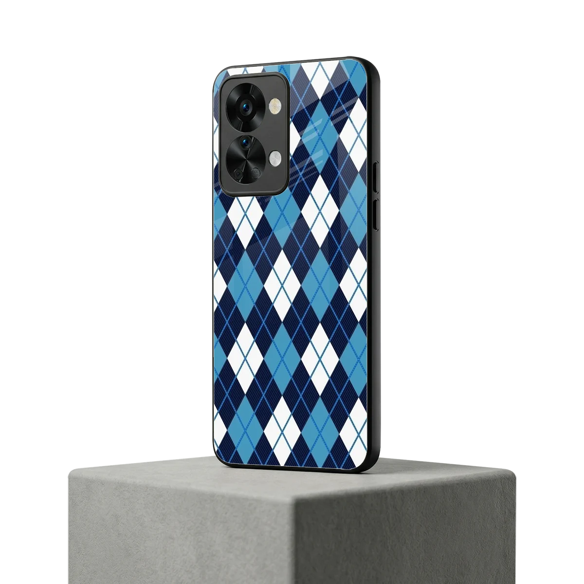 Argyle Blue oneplus nord 2t mobile cover | shockproof glass phone case