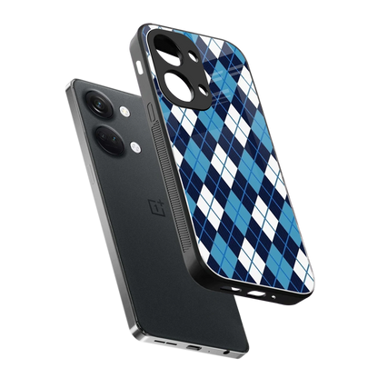 Argyle Blue sleek oneplus nord 3 cover with tempered glass back and TPU edges