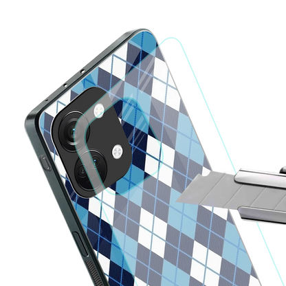 Argyle Blue stylish phone case for oneplus nord 3 | glossy glass and slim fit