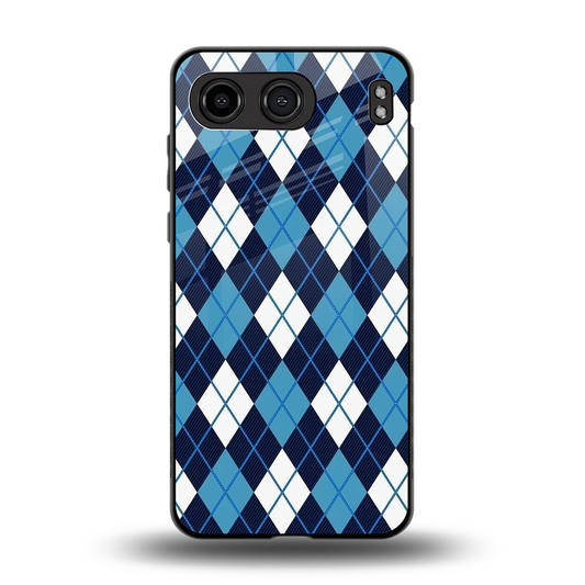 Argyle Blue back phone cover | glass case for oneplus nord 4