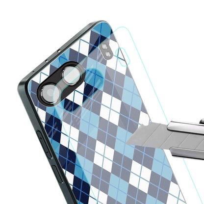 Argyle Blue stylish phone case for oneplus nord 4 | glossy glass and slim fit