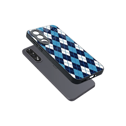 Argyle Blue sleek oneplus nord 5 cover with tempered glass back and TPU edges