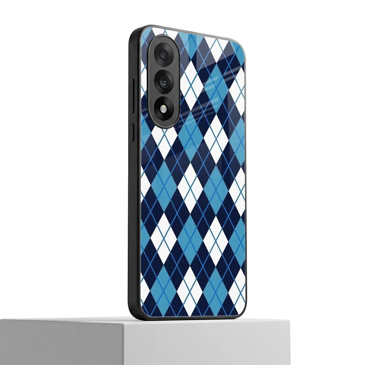 Argyle Blue oneplus nord 5 mobile cover | shockproof glass phone case