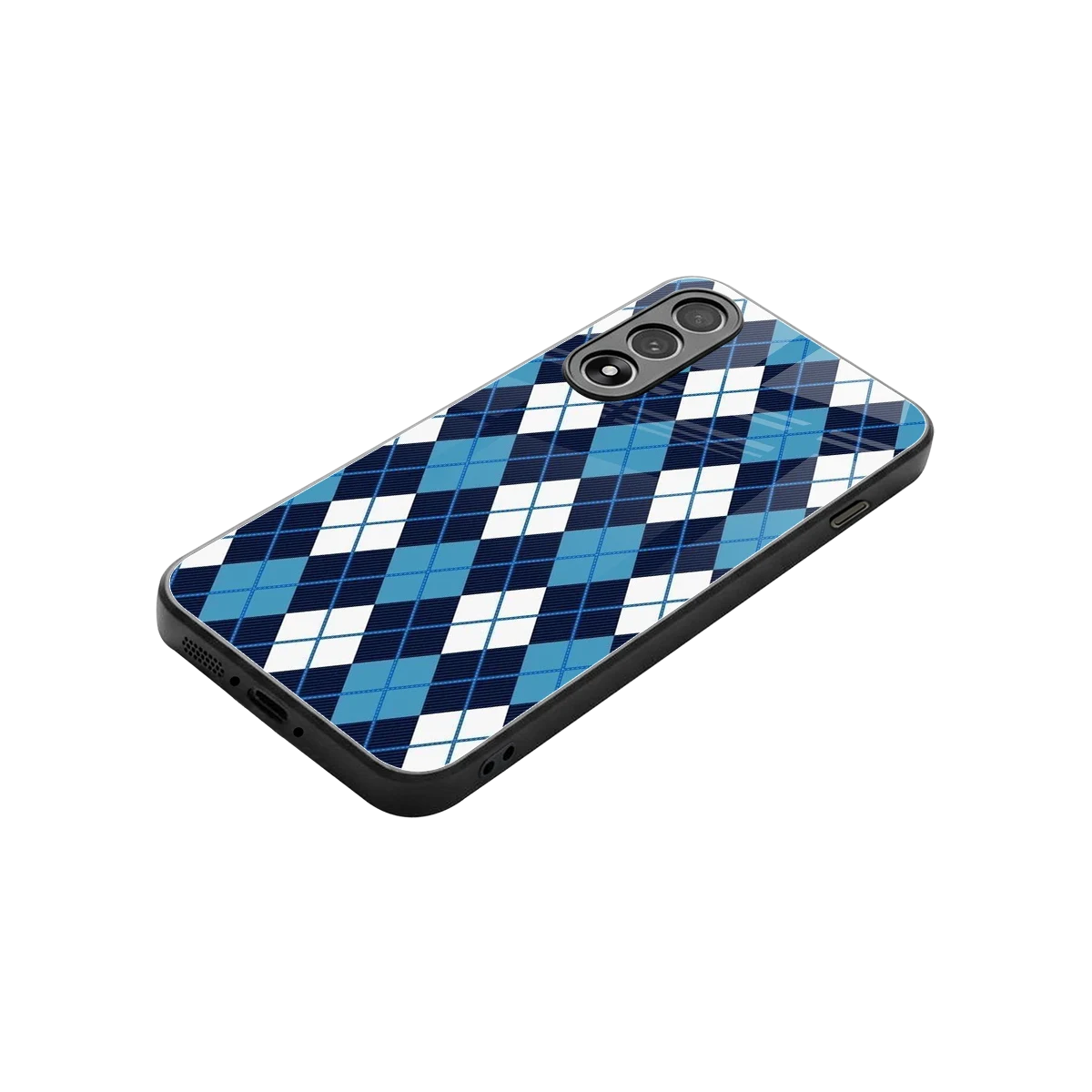 Argyle Blue stylish phone case for oneplus nord 5 | glossy glass and slim fit
