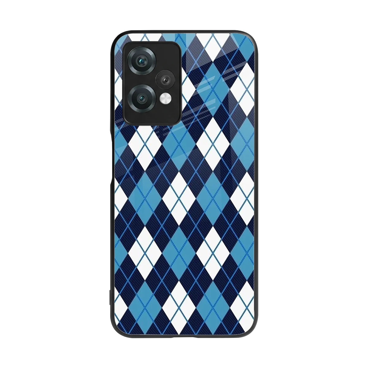 Argyle Blue back phone cover | glass case for oneplus nord ce 2 lite