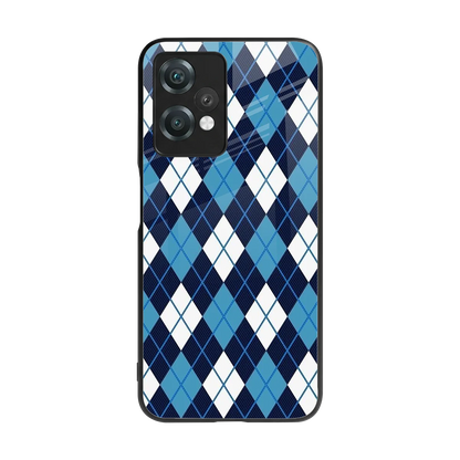 Argyle Blue back phone cover | glass case for oneplus nord ce 2 lite