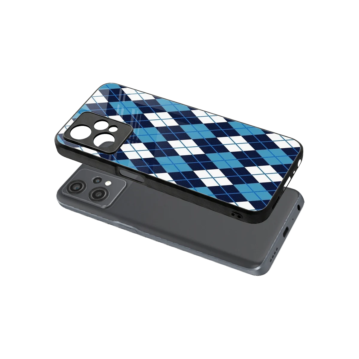 Argyle Blue sleek oneplus nord ce 2 lite cover with tempered glass back and TPU edges
