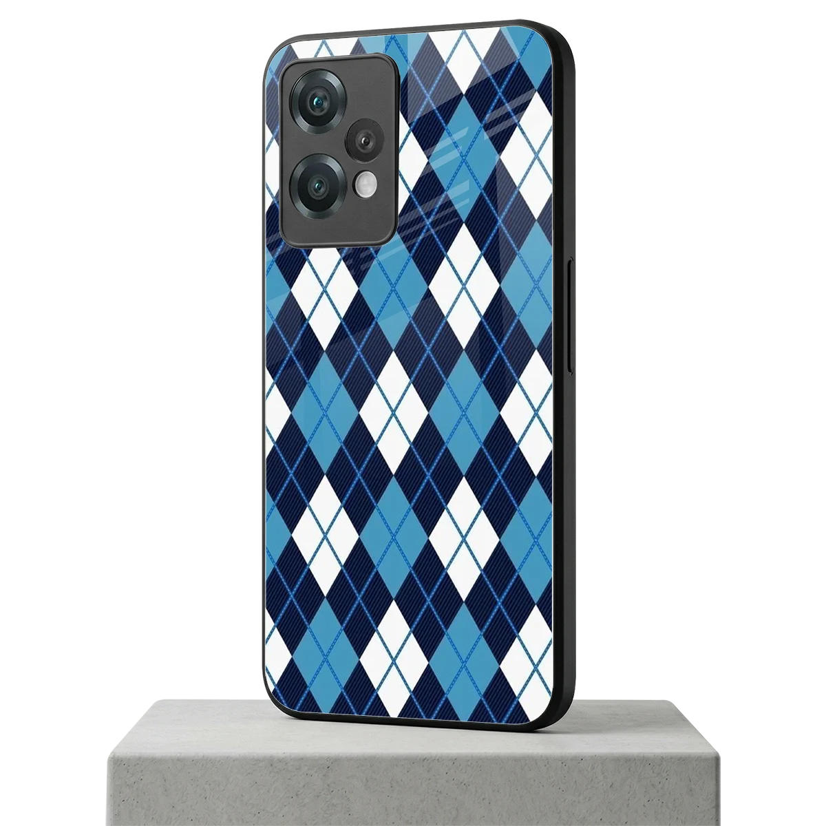 Argyle Blue oneplus nord ce 2 lite mobile cover | shockproof glass phone case