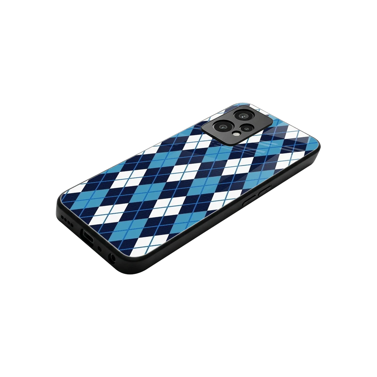 Argyle Blue stylish phone case for oneplus nord ce 2 lite | glossy glass and slim fit