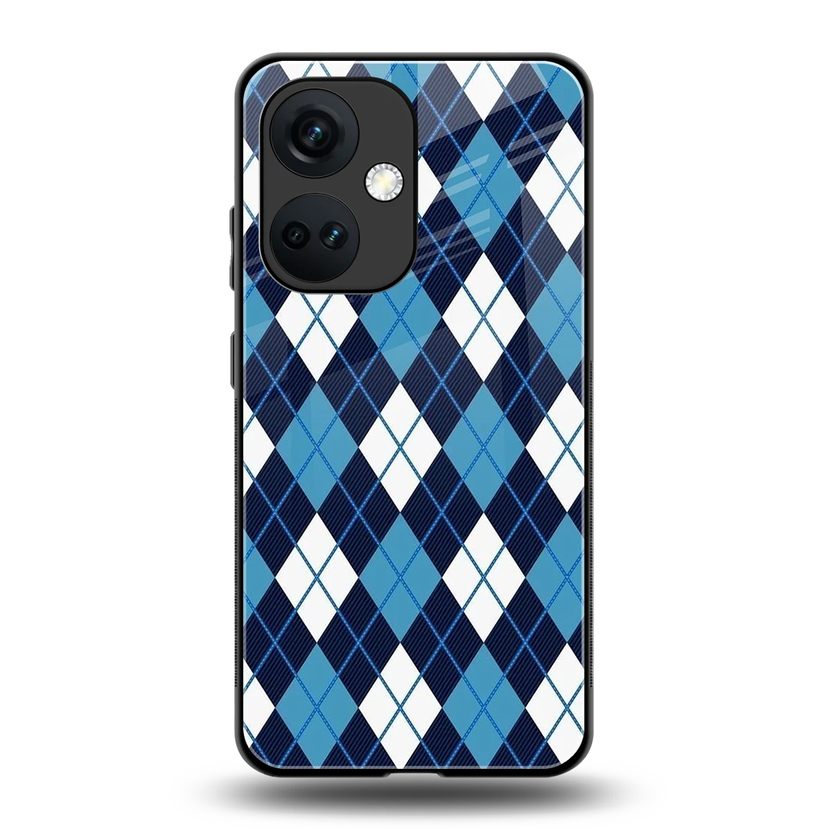Argyle Blue back phone cover | glass case for oneplus nord ce 3