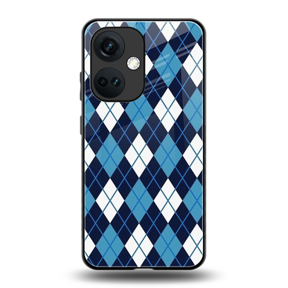Argyle Blue back phone cover | glass case for oneplus nord ce 3