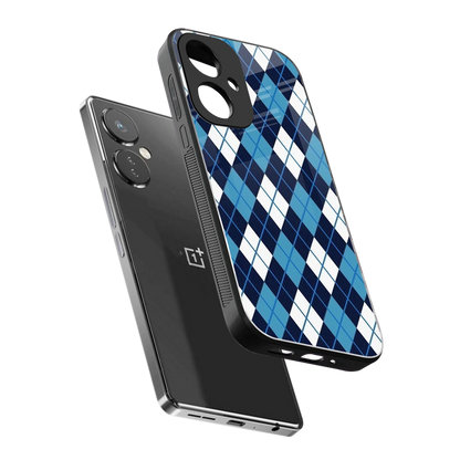 Argyle Blue sleek oneplus nord ce 3 cover with tempered glass back and TPU edges