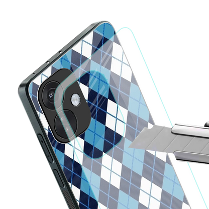 Argyle Blue stylish phone case for oneplus nord ce 3 | glossy glass and slim fit