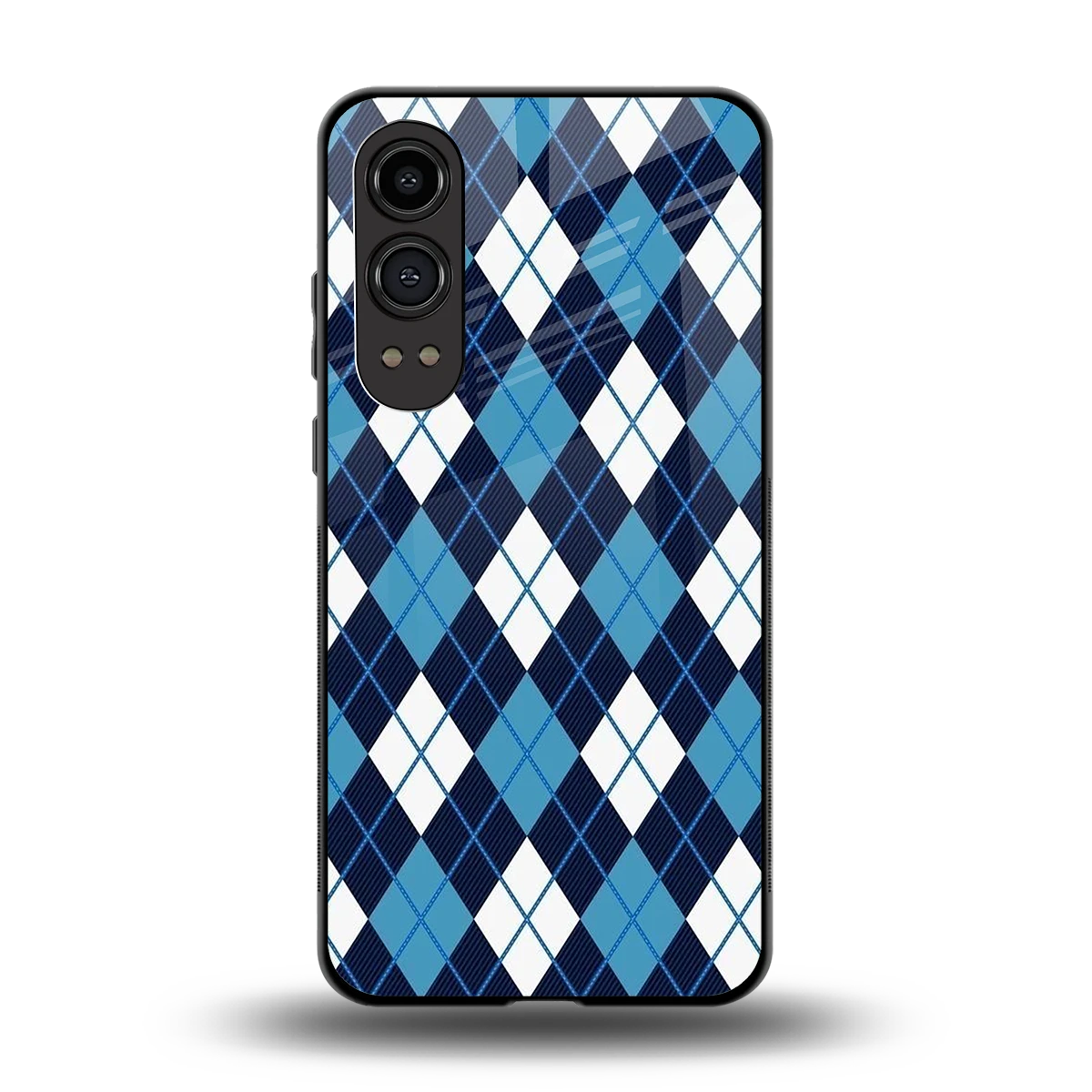 Argyle Blue back phone cover | glass case for oneplus nord ce 4 lite