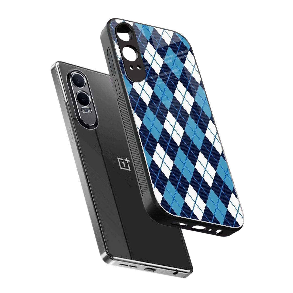 Argyle Blue sleek oneplus nord ce 4 lite cover with tempered glass back and TPU edges