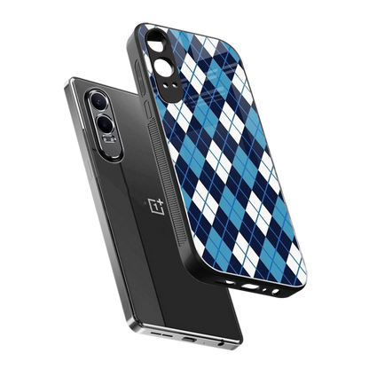 Argyle Blue sleek oneplus nord ce 4 lite cover with tempered glass back and TPU edges