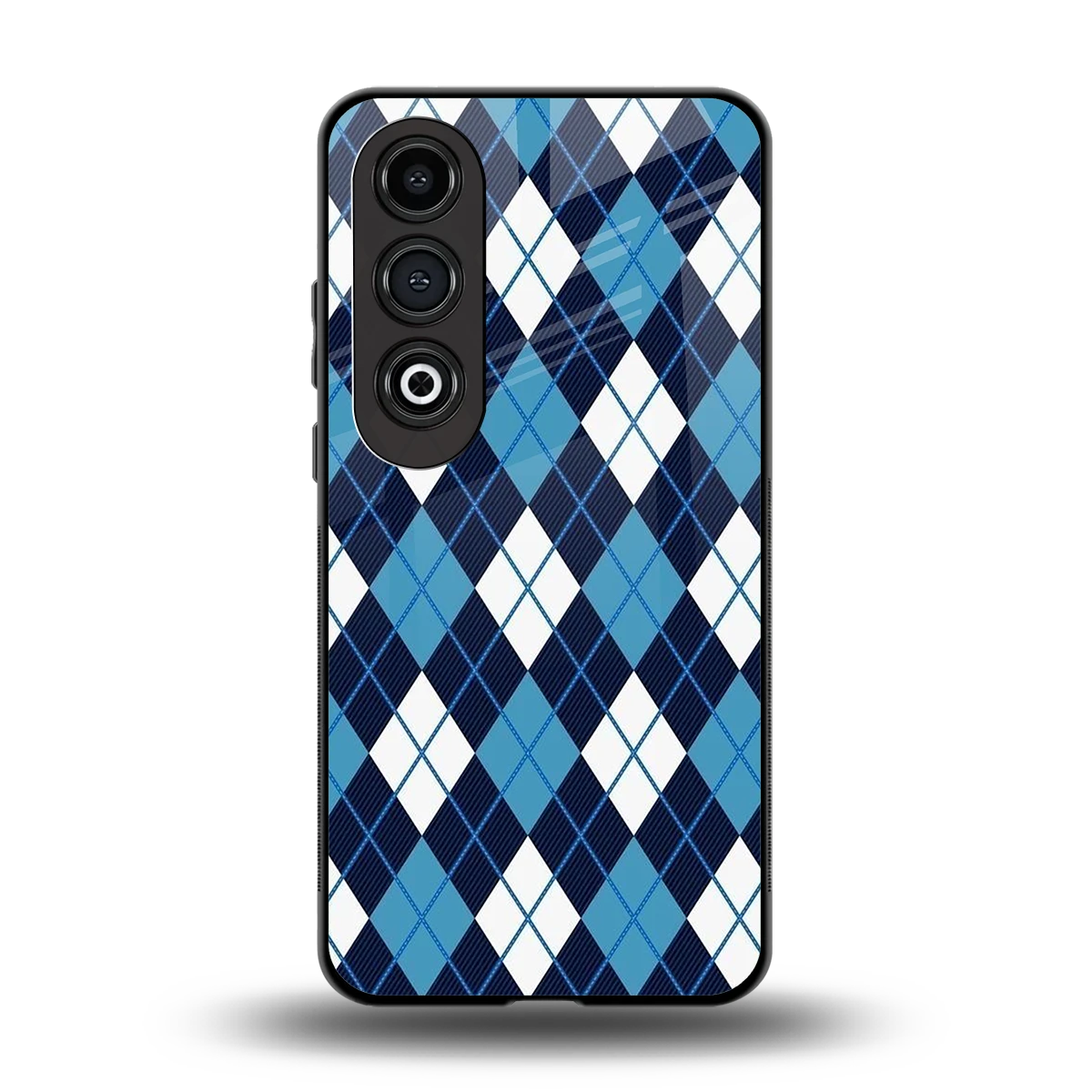 Argyle Blue back phone cover | glass case for oneplus nord ce 4