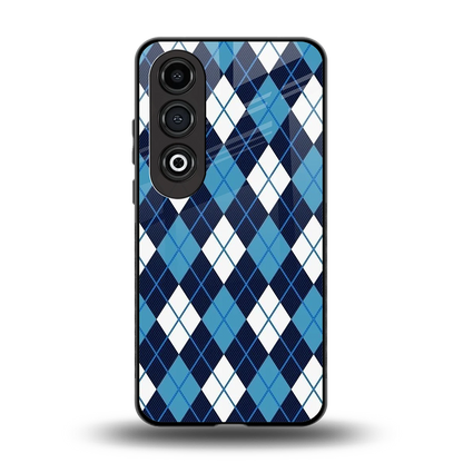 Argyle Blue back phone cover | glass case for oneplus nord ce 4