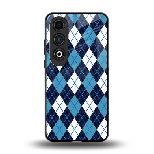 Argyle Blue back phone cover | glass case for oneplus nord ce 4