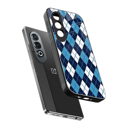 Argyle Blue sleek oneplus nord ce 4 cover with tempered glass back and TPU edges
