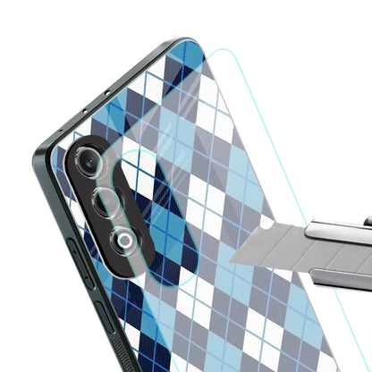 Argyle Blue stylish phone case for oneplus nord ce 4 | glossy glass and slim fit