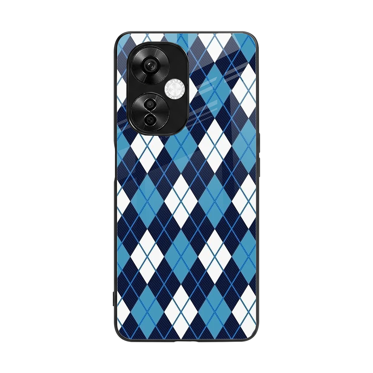 Argyle Blue back phone cover | glass case for oneplus nord ce 3 lite