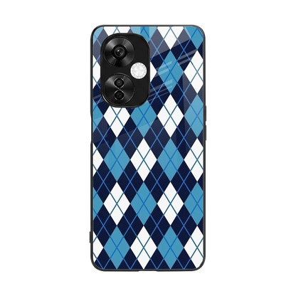Argyle Blue back phone cover | glass case for oneplus nord ce 3 lite